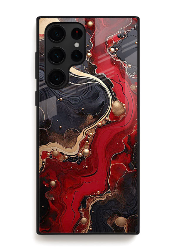 Lava Flow Abstract molten red pattern Samsung S25 Ultra glass back cover