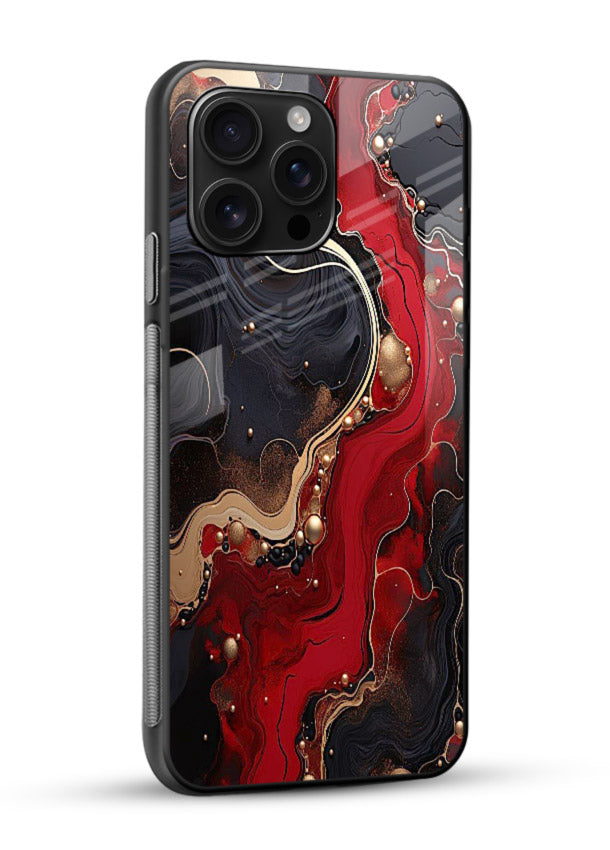 Lava Flow Abstract molten red pattern glossy vibrant premium glass back cover - Angle Side