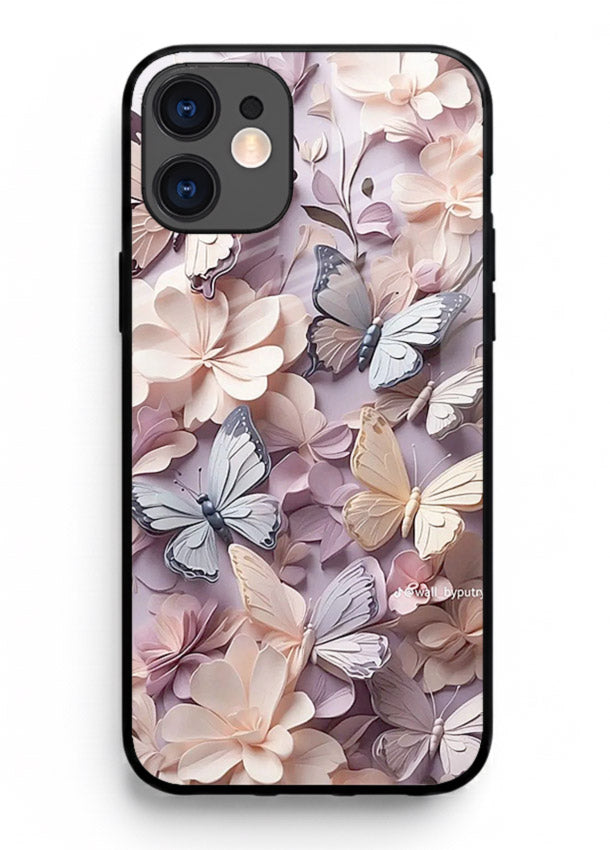 Lavender petal artwork on iphone 11 glass back cover with calming floral tones.