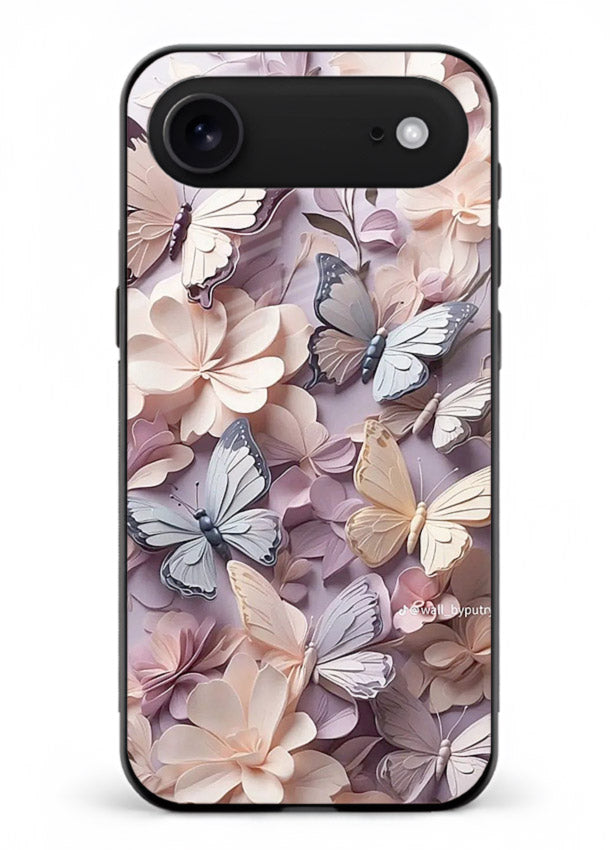 Lavender petal artwork on iphone 17 air glass back cover with calming floral tones.