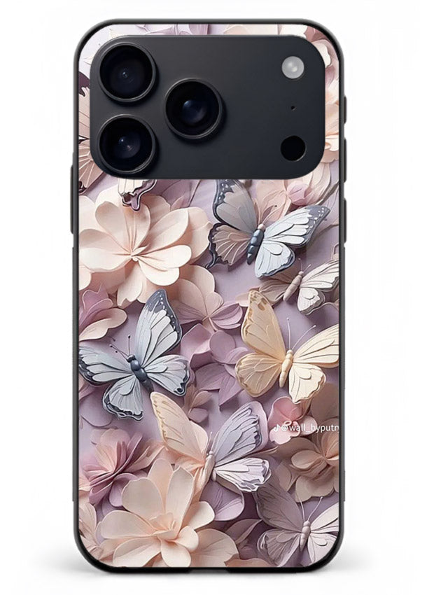 Lavender petal artwork on iphone 18 pro max glass back cover with calming floral tones.