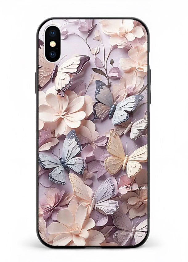 Lavender petal artwork on iphone xs max glass back cover with calming floral tones.