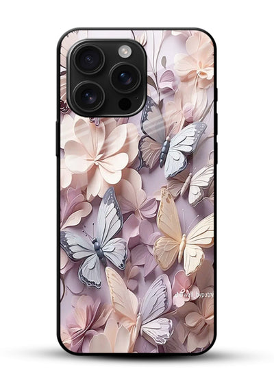 Lavender petal artwork on glossy vibrant premium glass back cover with calming floral tones. - Angle Front