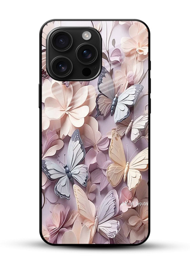 Lavender petal artwork on glossy vibrant premium glass back cover with calming floral tones. - Angle Front