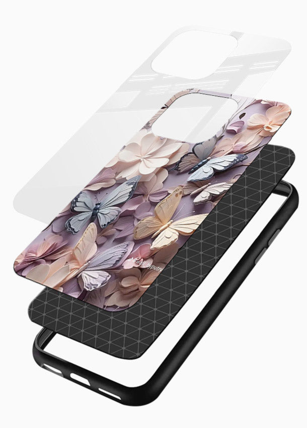 Lavender petal artwork on glossy vibrant premium glass back cover with calming floral tones. - Angle Layers