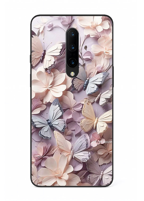 Lavender petal artwork on OnePlus 8 glass back cover with calming floral tones.