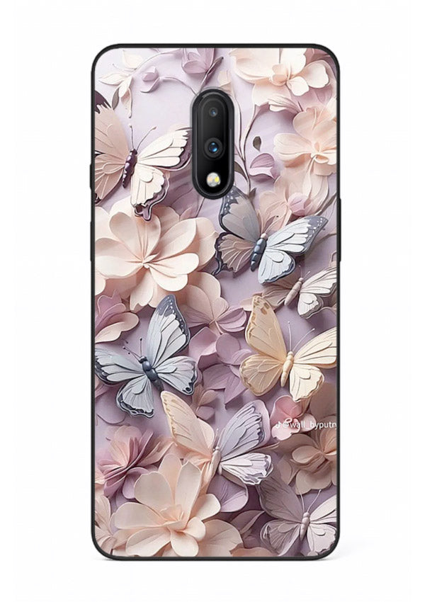 Lavender petal artwork on OnePlus 7 glass back cover with calming floral tones.