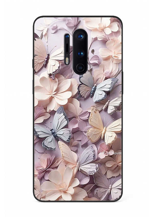 Lavender petal artwork on OnePlus 8 Pro glass back cover with calming floral tones.