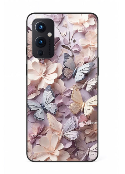 Lavender petal artwork on OnePlus 9 Pro glass back cover with calming floral tones.