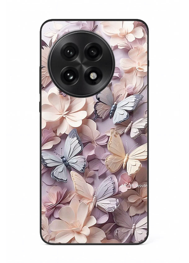 Lavender petal artwork on OnePlus 13R glass back cover with calming floral tones.