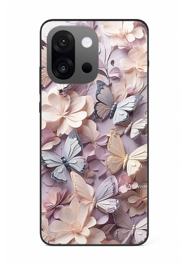 Lavender petal artwork on OnePlus 13s glass back cover with calming floral tones.