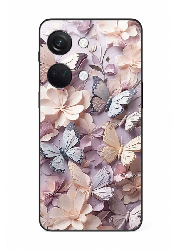 Lavender petal artwork on OnePlus Nord 3 glass back cover with calming floral tones.