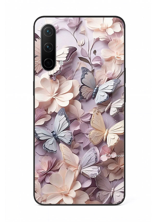 Lavender petal artwork on OnePlus Nord CE 5G glass back cover with calming floral tones.