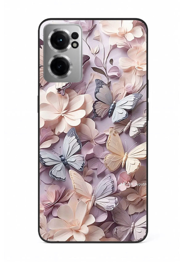 Lavender petal artwork on OnePlus Nord CE2 5G glass back cover with calming floral tones.