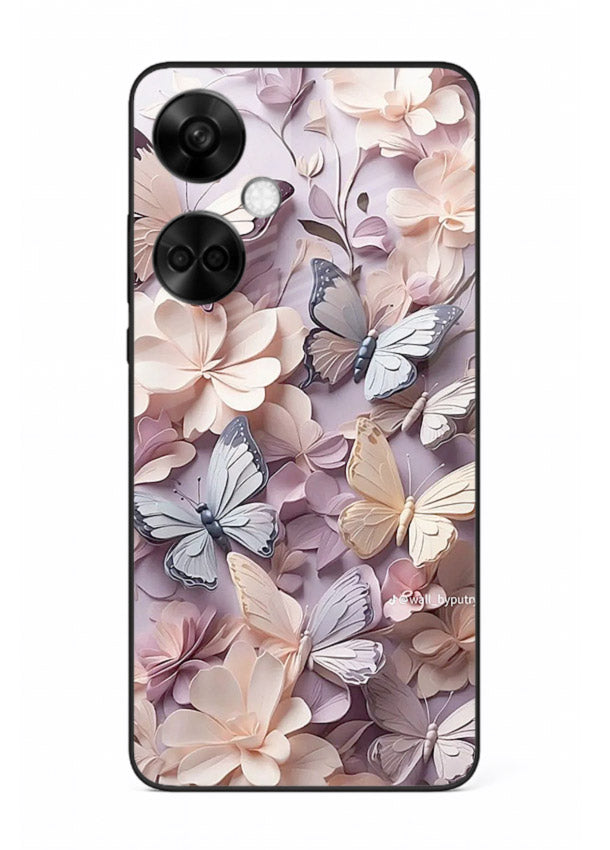 Lavender petal artwork on OnePlus Nord CE3 glass back cover with calming floral tones.
