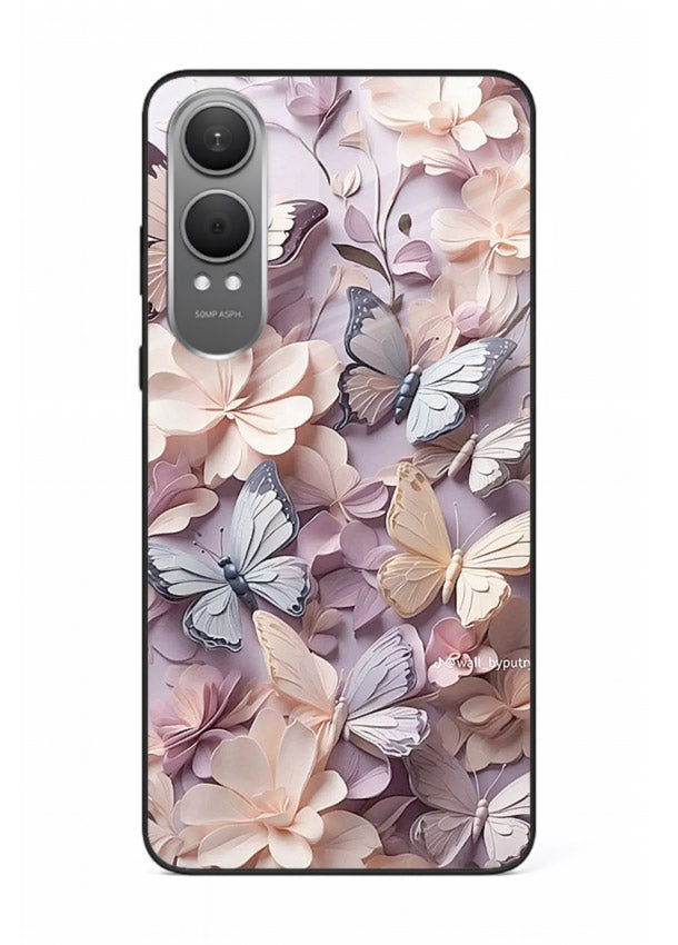Lavender petal artwork on OnePlus Nord CE4 Lite glass back cover with calming floral tones.
