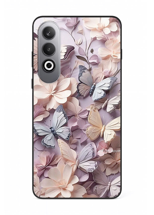 Lavender petal artwork on OnePlus Nord CE4 glass back cover with calming floral tones.