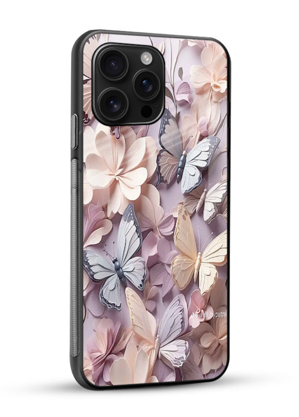 Lavender petal artwork on glossy vibrant premium glass back cover with calming floral tones. - Angle Side