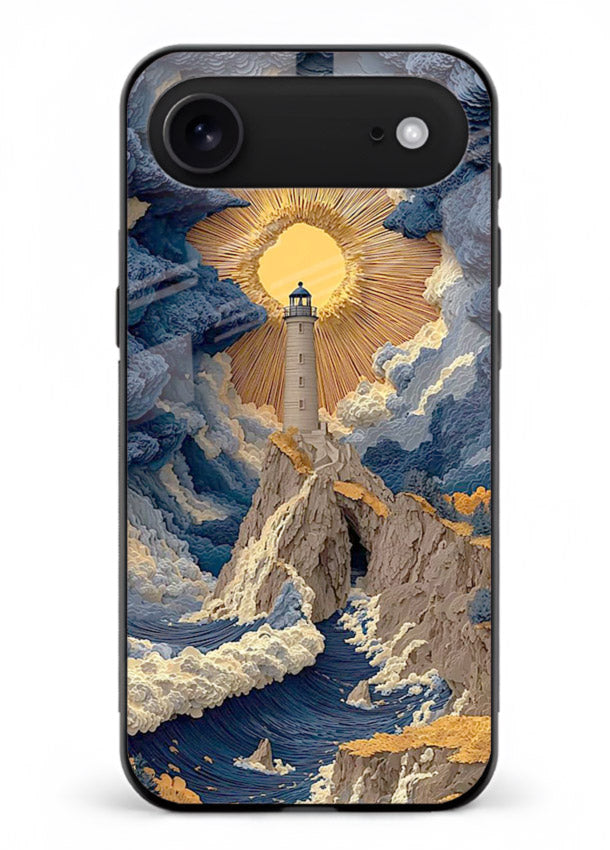 Lighthouse Storm Glory dramatic lighthouse artwork iphone 18 air glass back cover