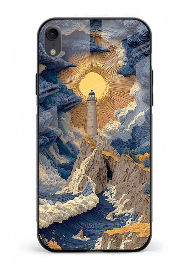 Lighthouse Storm Glory dramatic lighthouse artwork iphone xr glass back cover