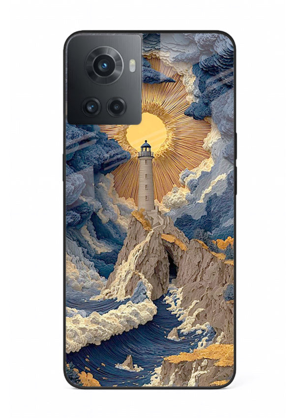 Lighthouse Storm Glory dramatic lighthouse artwork OnePlus 10R glass back cover