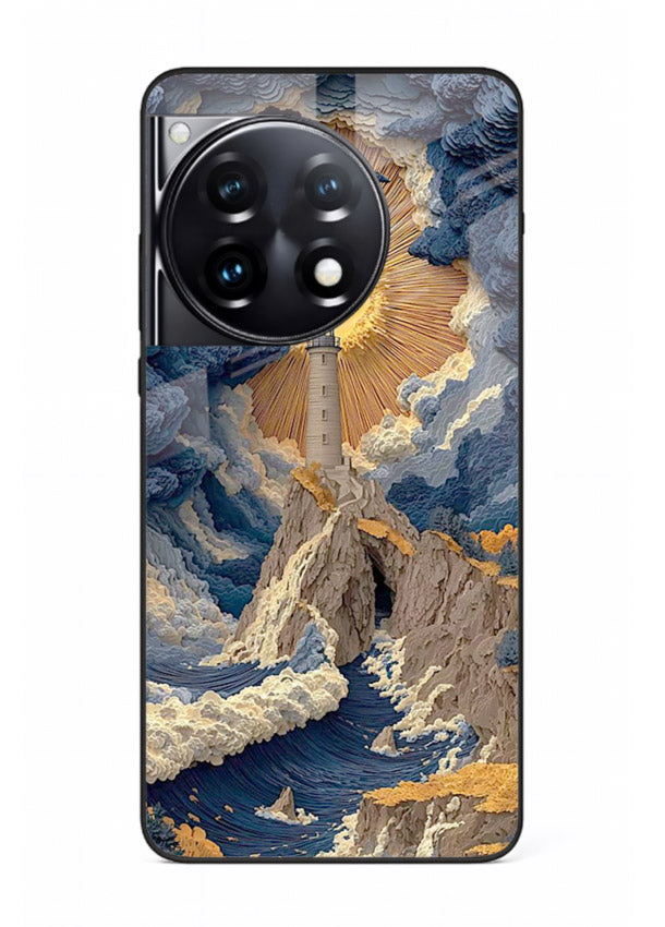 Lighthouse Storm Glory dramatic lighthouse artwork OnePlus 12R glass back cover