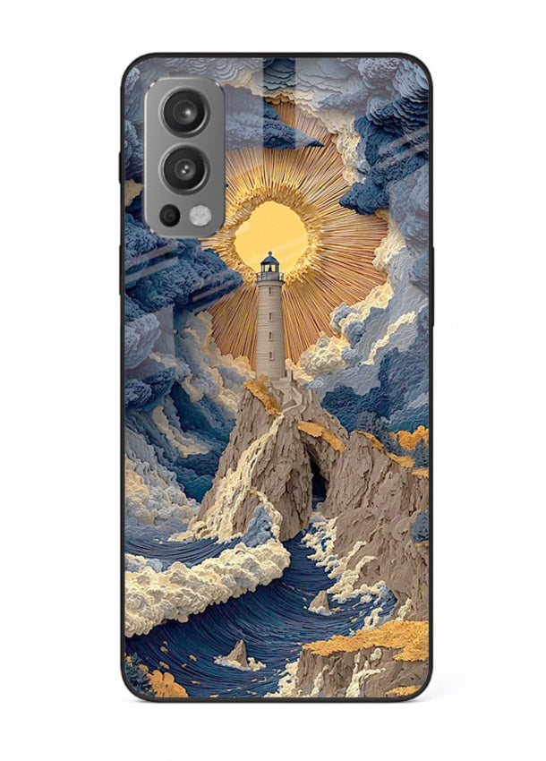 Lighthouse Storm Glory dramatic lighthouse artwork OnePlus Nord 2 glass back cover