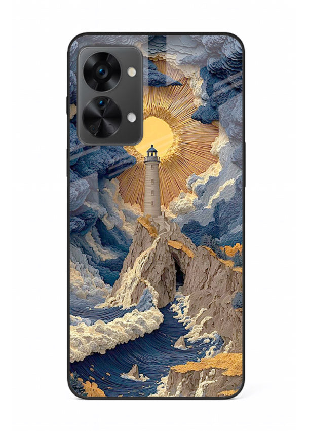 Lighthouse Storm Glory dramatic lighthouse artwork OnePlus Nord 2T glass back cover