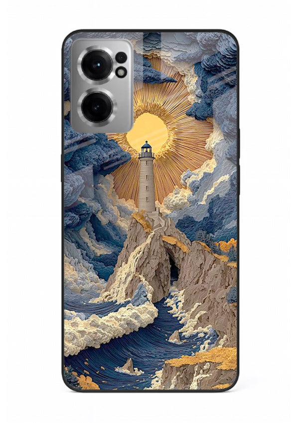 Lighthouse Storm Glory dramatic lighthouse artwork OnePlus Nord CE2 5G glass back cover