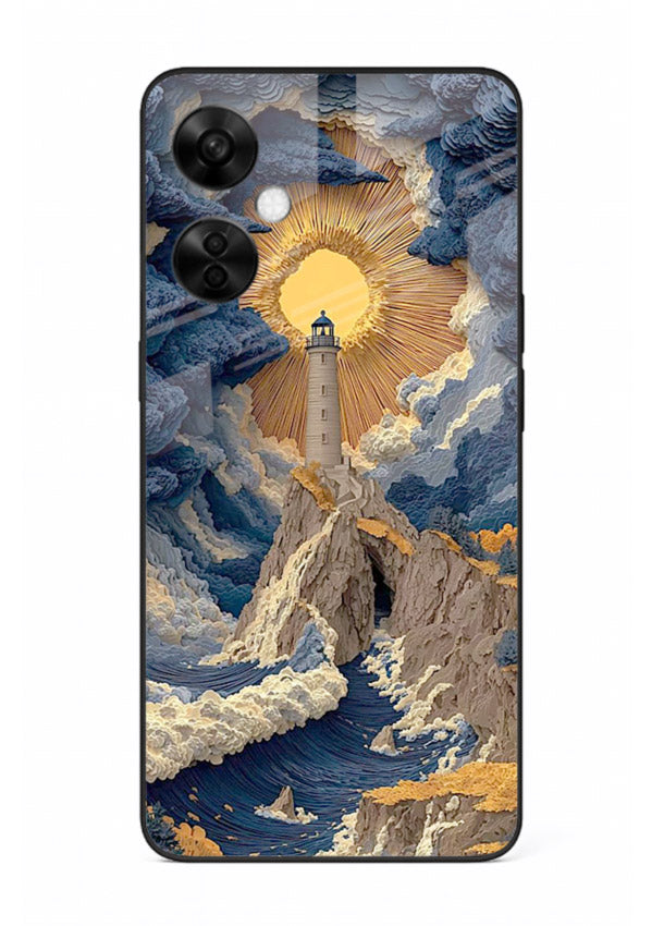 Lighthouse Storm Glory dramatic lighthouse artwork OnePlus Nord CE3 Lite glass back cover