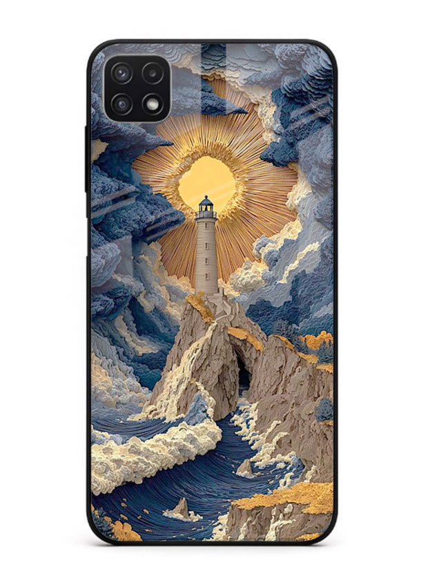 Lighthouse Storm Glory dramatic lighthouse artwork Samsung F42 5G glass back cover
