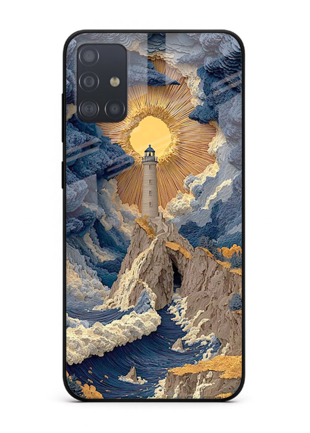 Lighthouse Storm Glory dramatic lighthouse artwork Samsung A71 glass back cover