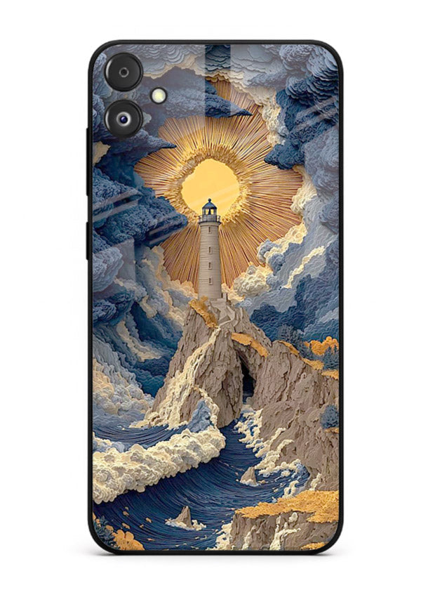 Lighthouse Storm Glory dramatic lighthouse artwork Samsung F04 5G glass back cover