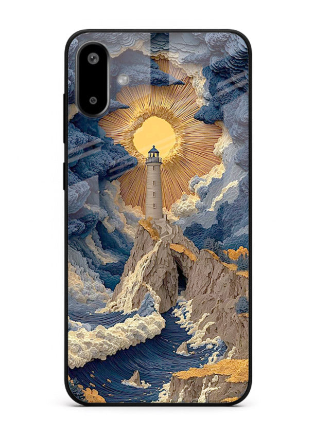 Lighthouse Storm Glory dramatic lighthouse artwork Samsung F06 5G glass back cover