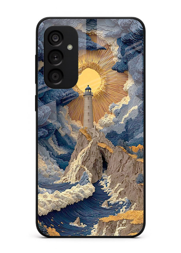 Lighthouse Storm Glory dramatic lighthouse artwork Samsung F54 5G glass back cover