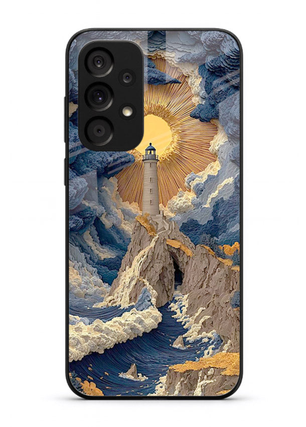 Lighthouse Storm Glory dramatic lighthouse artwork Samsung A23 5G glass back cover