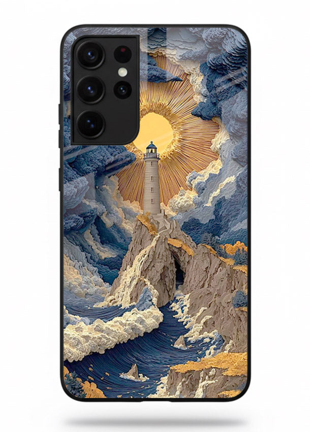 Lighthouse Storm Glory dramatic lighthouse artwork Samsung S21 Ultra glass back cover