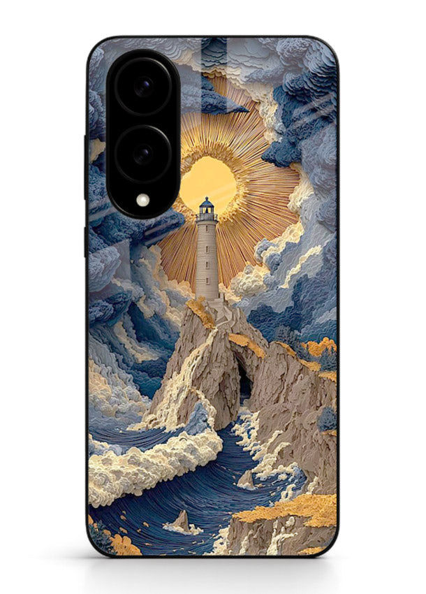 Lighthouse Storm Glory dramatic lighthouse artwork Samsung S25 Edge glass back cover
