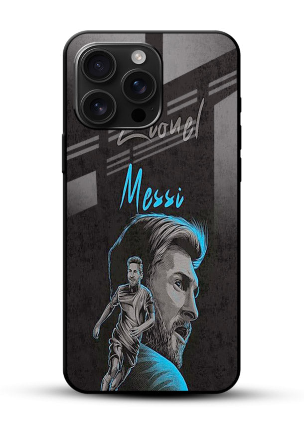 Lionel Messi portrait artwork printed on glossy tempered glass phone back cover - 1
