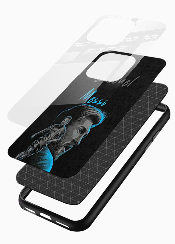 Lionel Messi portrait artwork printed on glossy tempered glass phone back cover - 3