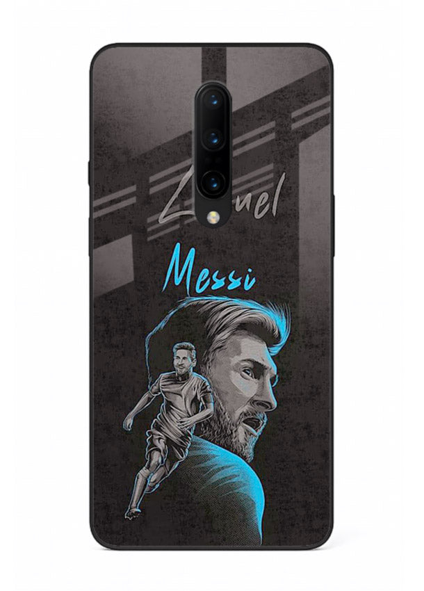 Lionel Messi portrait artwork printed on glossy tempered glass OnePlus 8 back cover