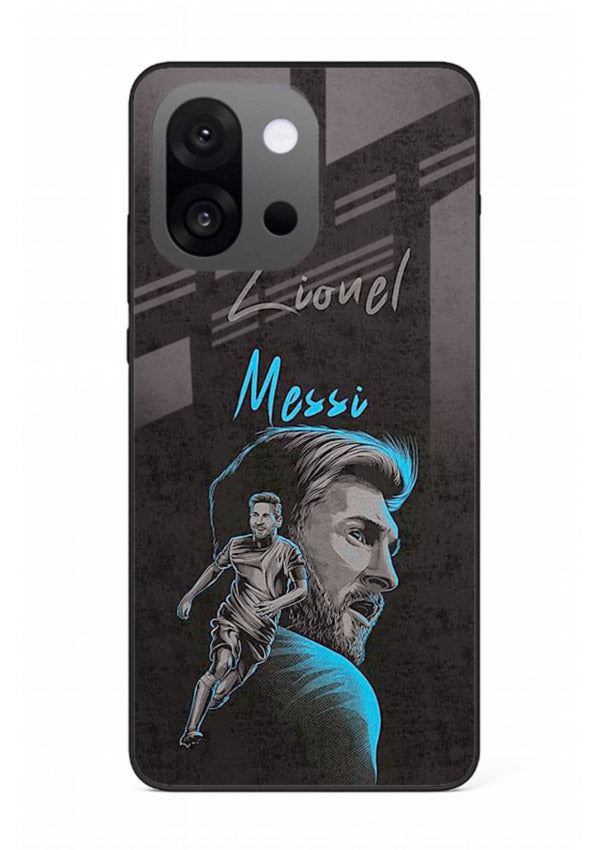 Lionel Messi portrait artwork printed on glossy tempered glass OnePlus 13s back cover