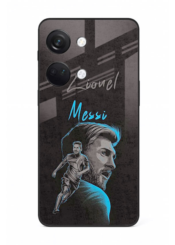 Lionel Messi portrait artwork printed on glossy tempered glass OnePlus Nord 3 back cover