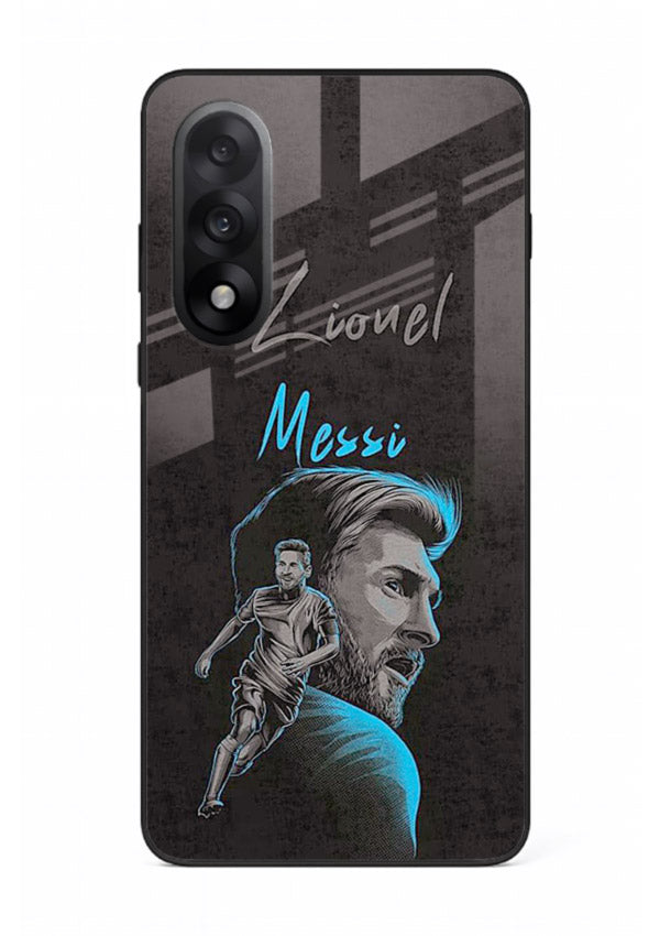 Lionel Messi portrait artwork printed on glossy tempered glass OnePlus Nord 5 back cover