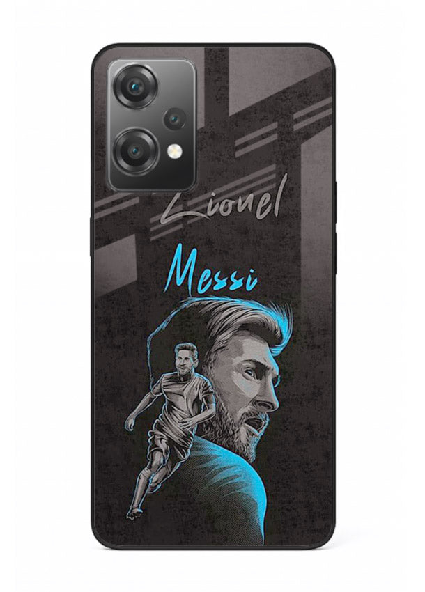 Lionel Messi portrait artwork printed on glossy tempered glass OnePlus Nord CE2 Lite 5G back cover