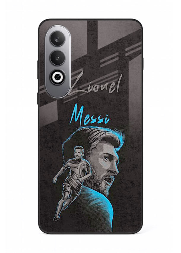 Lionel Messi portrait artwork printed on glossy tempered glass OnePlus Nord CE4 back cover