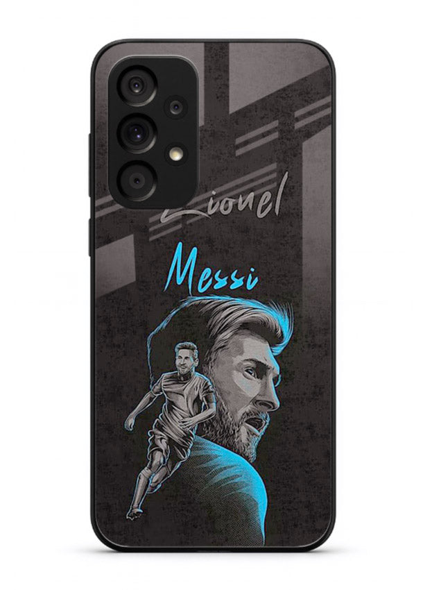 Lionel Messi portrait artwork printed on glossy tempered glass Samsung A73 5G back cover