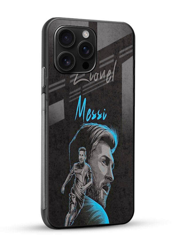 Lionel Messi portrait artwork printed on glossy tempered glass phone back cover - 2