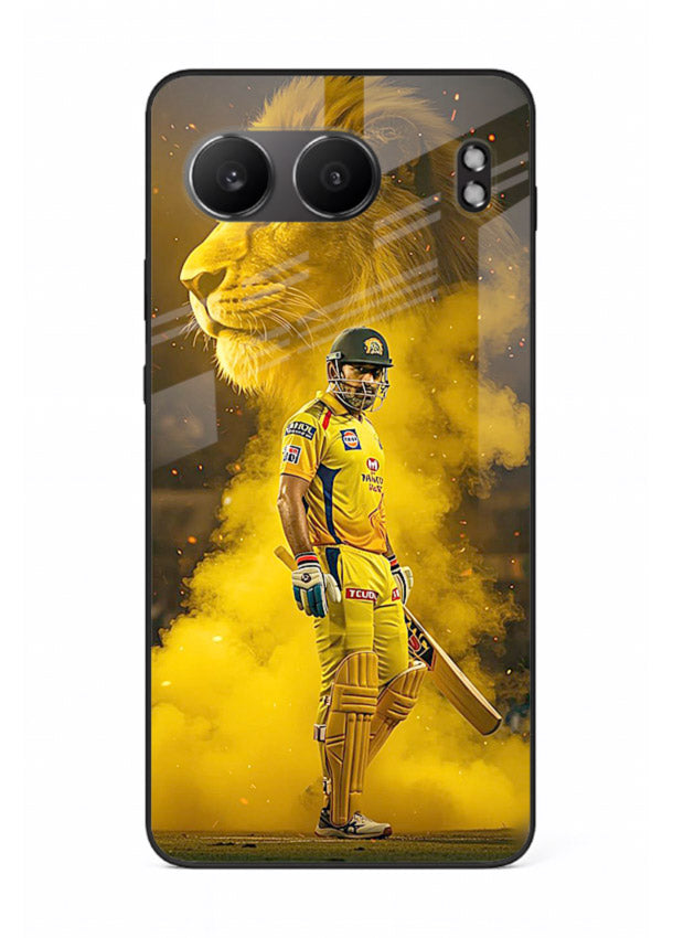 Golden lion and cricketer artwork on glossy tempered glass OnePlus Nord 4 back cover