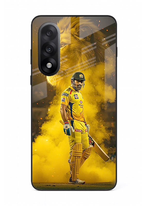 Golden lion and cricketer artwork on glossy tempered glass OnePlus Nord 5 back cover